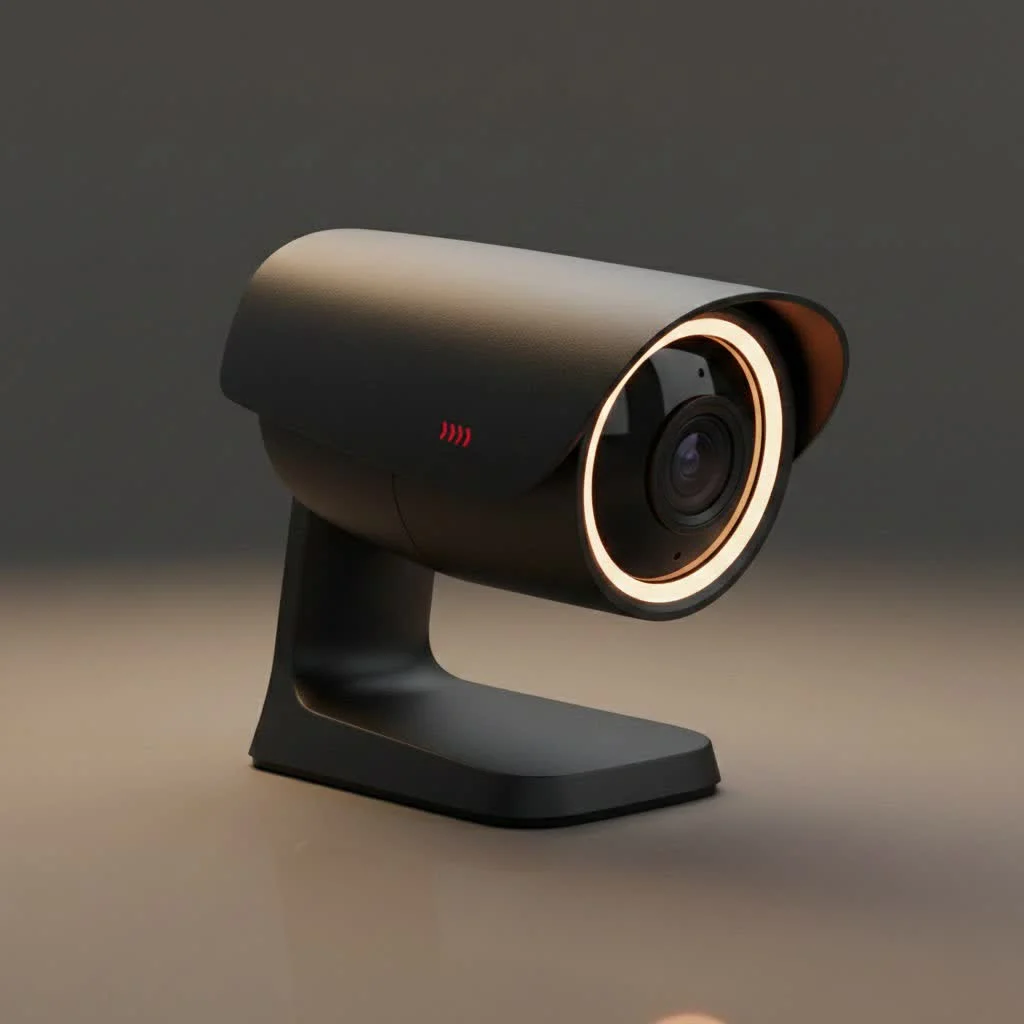 Light socket security camera blending into a home interior