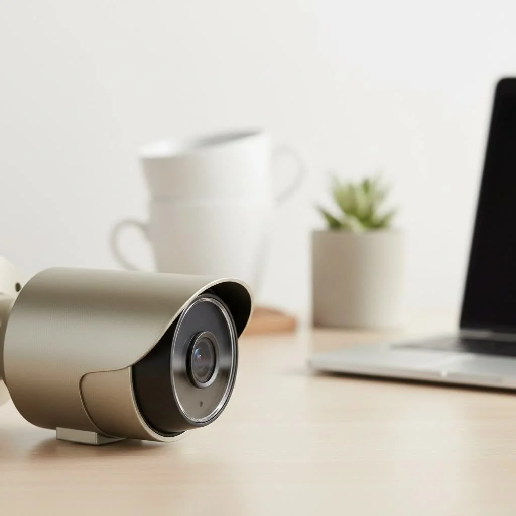 Security camera recorder with multiple camera feeds displayed