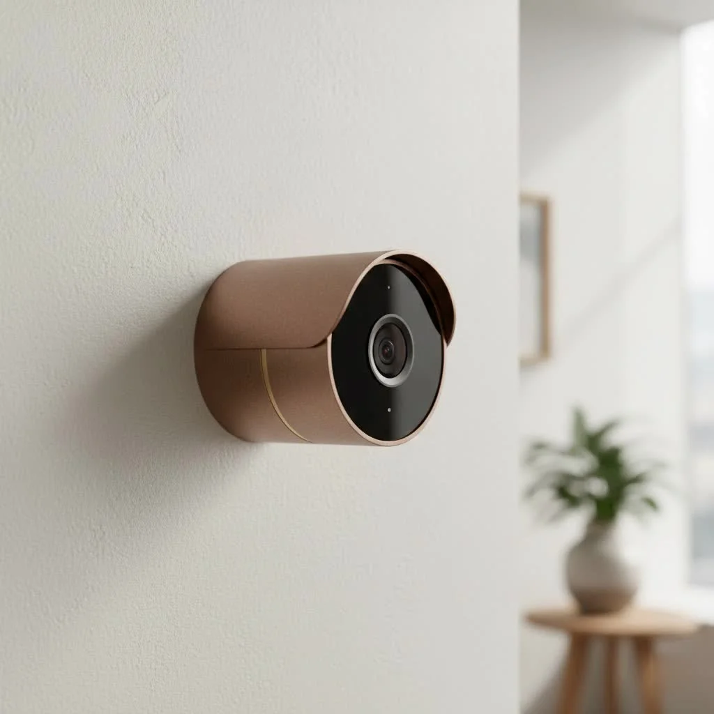 Eufy outdoor security camera mounted on a home