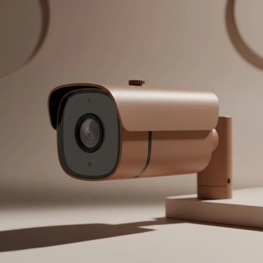 Solar security camera mounted outdoors