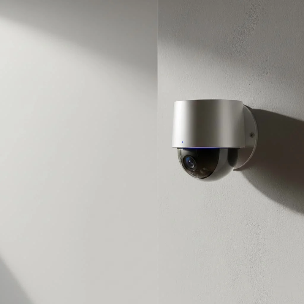 Wireless security camera system with multiple cameras and a smartphone displaying live feed