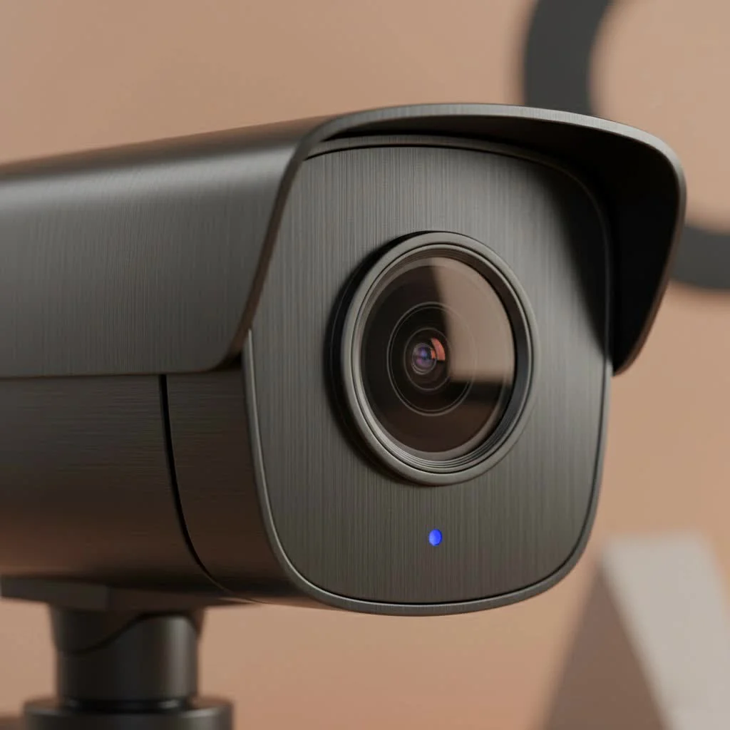Xfinity home security camera system with a smartphone showing live feed